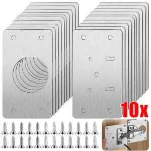 Kit de plaque de réparation de charnière d’armoire, plaque de montage de charnière de porte en acier inoxydable avec trous pour meubles de placard de cuisine à domicile Kit de plaque de réparation de charnière d’armoire, plaque de montage de charnière de porte en acier inoxydable avec trous pour meubles de placard de cuisine à domicile