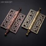 Charnière de porte en laiton de style européen sculptée, ouverture plate, charnière de porte cachée silencieuse, quincaillerie épaisse pour armoire de cuisine, 1 pièce