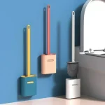 Brosse de Toilette Murale Plate en Silicone, Nettoyeur de Tête, avec Support à vaccage Rapide