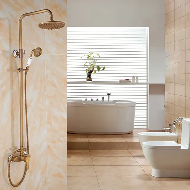Pommeau de douche mural en laiton antique – vue 2