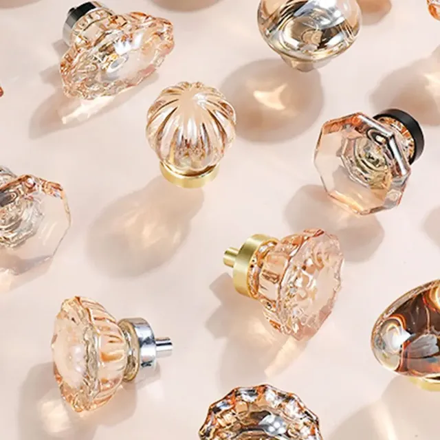 Poignée meuble cristal diamant champagne ambré… – vue 5