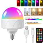 Ampoule électromagnétique Rechargeable E12, variable avec 3 températures de couleur + couleur RVB, détachable, adaptée aux lampes murales