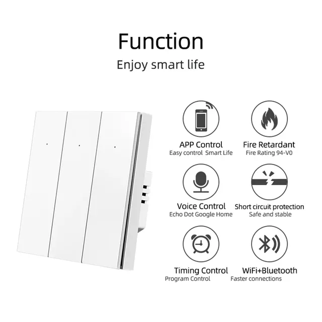 Interrupteur mural intelligent WiFi – vue 3