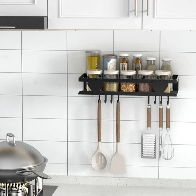 Étagère murale cuisine métallique noire mat cœurs… – vue 4