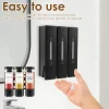 distributeur mural triple shampoing aprèsshampoing gel douche noir mat ABS résistant fenêtreverticale grandecapacitéquatrecentmillilitres poussoir pression rechargeable fixationadhésif sansperçage