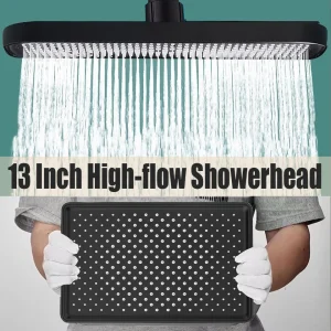 Pommeau de douche carré à grand panneau de 13 pouces, ensemble de 6 Modes, haute pression, économie d’eau, accessoires de salle de bains Pommeau de douche carré à grand panneau de 13 pouces, ensemble de 6 Modes, haute pression, économie d’eau, accessoires de salle de bains