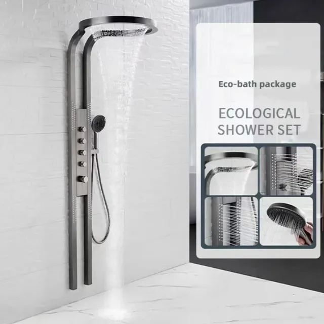 Colonne douche murale noir mat profil vertical métal… – vue 4