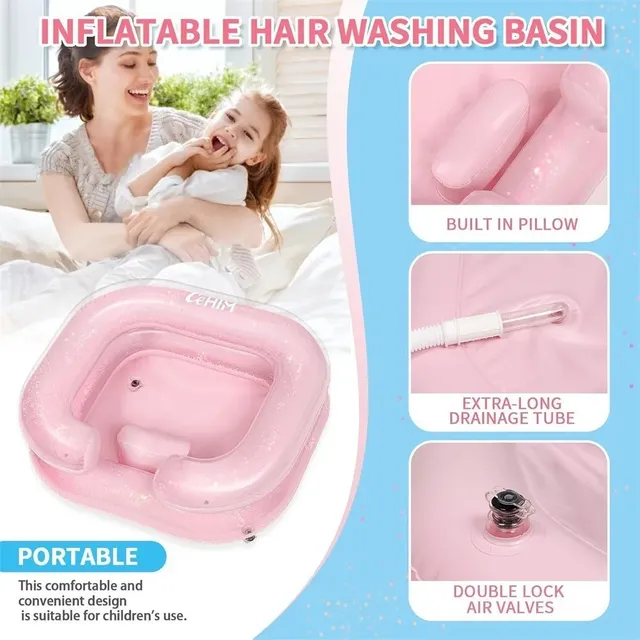Lavabo gonflable en PVC pour le lavage des cheveux au lit – vue 3