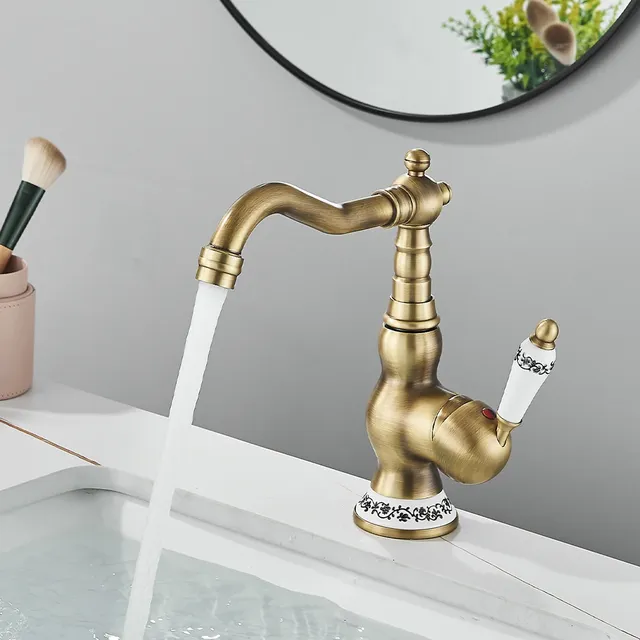 Robinet de salle de bains en laiton Antique – vue 3