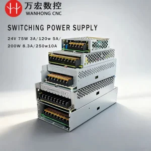 alimentation découpage 24V 75W 120W 200W 250W industrielle électronique compacte robuste métallique empilable ventilée perforée borniers vissés refroidissement