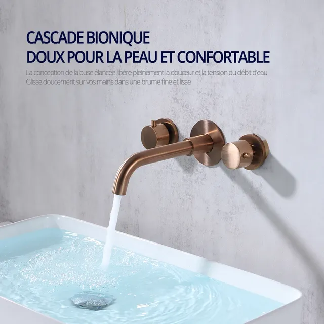 Robinet de lavabo en or rose brossé 100% robinet d'évier… – vue 4