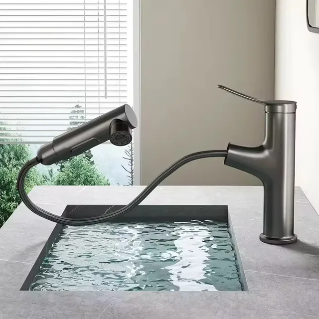 Robinet mitigeur lavabo salle bain trois modes jet pluie… – vue 6