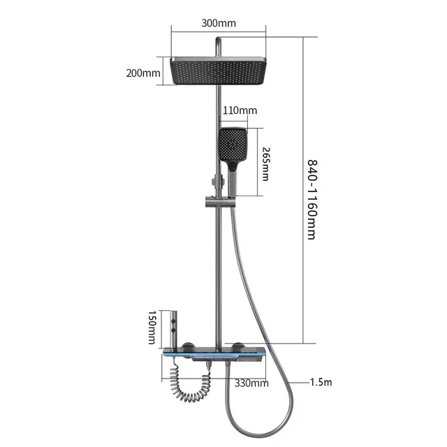 Ensemble complet de douche HOShower à lumière ambiante – vue 6