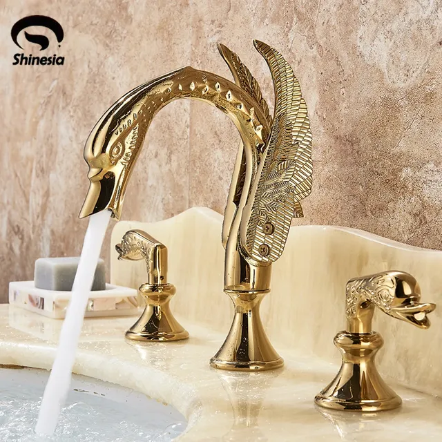 Robinet de salle de bain de luxe en laiton en forme de… – vue 2
