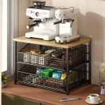 1 support de rangement pour comptoir de cuisine peu encombrant avec tiroirs et paniers métalliques – support de rangement multicouche robuste