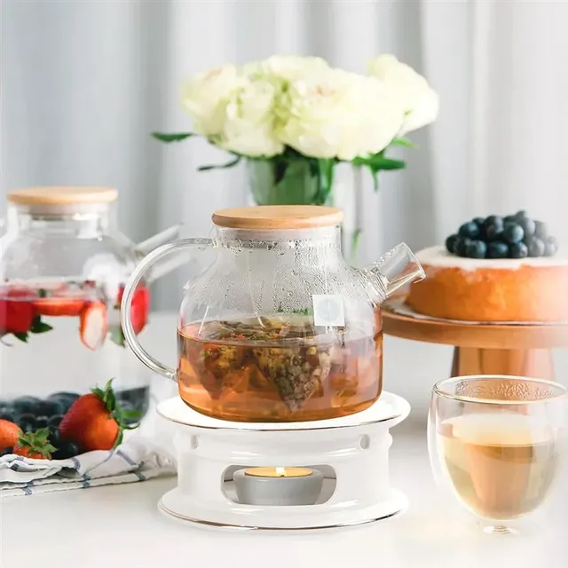 Chauffe théière porcelaine blanche bordure dorée… – vue 3