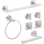 Ensemble de matériel de salle de bain Accessoires Acier inoxydable Porte-serviette Anneau à serviette Distributeur de papier hygiénique Crochet Ensemble organisateur de salle de bain
