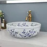 Vasque ronde porcelaine émaillée blanche brillante décor… – vue 6