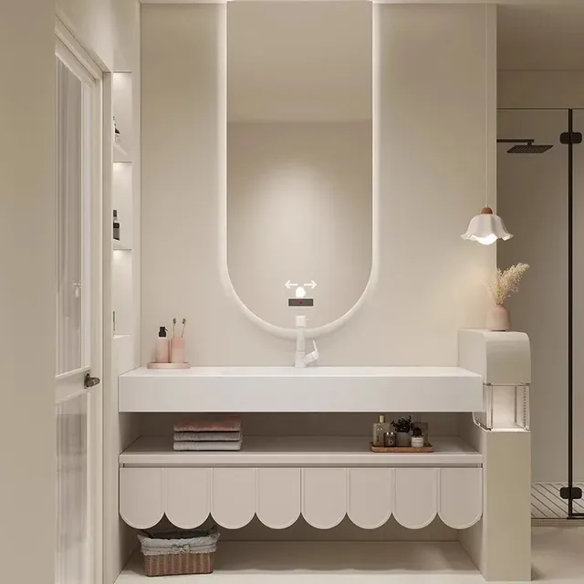 Lavabo intégré en dalle de roche moderne de 120cm – vue 3
