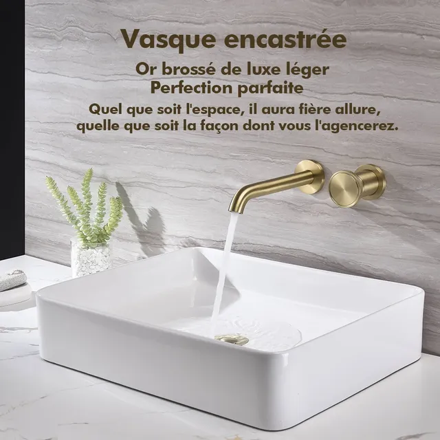 Mitigeur mural lavabo deux trous bec long incurvé… – vue 2
