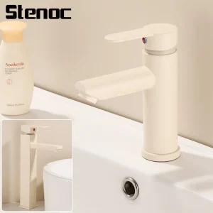 Robinet d’évier de salle de bains de luxe à montage sur pont blanc lait, robinet d’eau chaude et froide pour accessoires de salle de bains, robinets d’évier Robinet d’évier de salle de bains de luxe à montage sur pont blanc lait, robinet d’eau chaude et froide pour accessoires de salle de bains, robinets d’évier