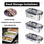 Organisateurs d&rsquo;aliments de cuisine 2.4/3.8/5.6L avec couvercles, boîte de rangement en acier inoxydable 304, grande capacité, accessoires de cuisine étanches