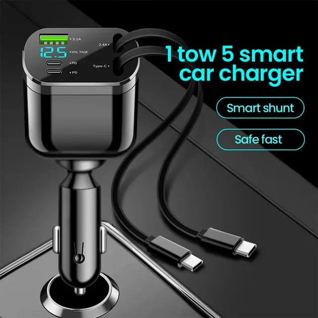 Elough chargeur de voiture rétractable 5 en 1 chargeur… – vue 5