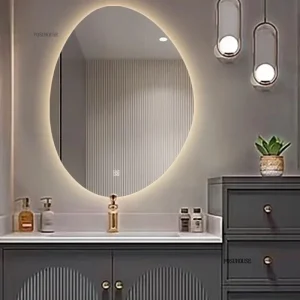 Miroirs de bain irréguliers nordiques, désembuage lumineux, miroir de salle de bain intelligent, miroir de maquillage de salle de bain à domicile, miroir d’art mural EE Miroirs de bain irréguliers nordiques, désembuage lumineux, miroir de salle de bain intelligent, miroir de maquillage de salle de bain à domicile, miroir d’art mural EE