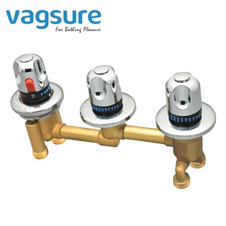 Mitigeur bain thermostatique trois pièces encastré triple poignées…