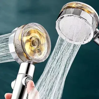 Pommeau douche main rotatif 360 double turbo pressurisé hélice…