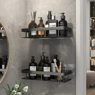 Étagère murale douche adhésive sans perçage métal noir mat design…
