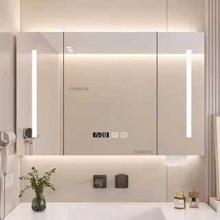 Armoire miroir murale salle rétroéclairé trois portes éclairage…