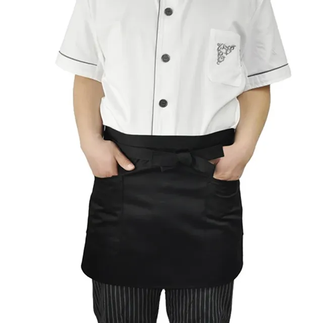 Tablier noir demi-longueur avec poches pour femme et homme – vue 5