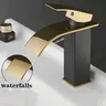 Nouveau robinet cascade de luxe noir blanc or – vue 3