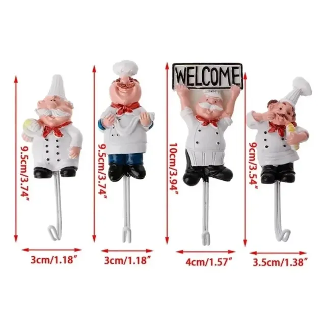 Crochets muraux adhésifs chefs dessin animé souriants… – vue 6