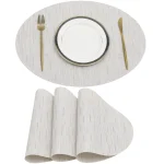 Lot de 4 napperons ovales, napperons en vinyle PVC, napperons de table essuyables, napperons résistants à la chaleur, intérieur et extérieur