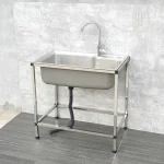 Éviers de cuisine en acier inoxydable 304, bassin de piscine de lavage extérieur avec cadre et bol