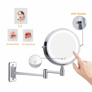 Miroir de maquillage mural grossissant 10x deux côtés, miroir de maquillage en aluminium, miroir cosmétique, cadeau pour dame Miroir de maquillage mural grossissant 10x deux côtés, miroir de maquillage en aluminium, miroir cosmétique, cadeau pour dame