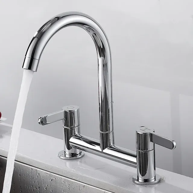 Robinet évier cuisine laiton chromé bec pivotant 360…