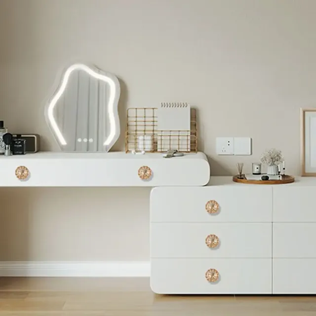 Bouton meuble cristal champagne rosé ambre pressé fleur… – vue 5