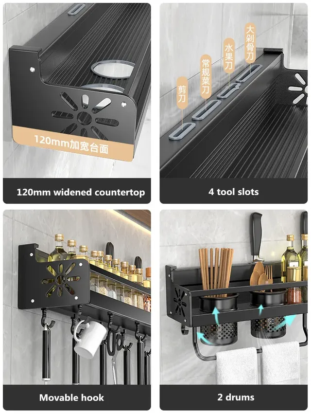 Organisateur de cuisine étagère murale support de… – vue 5
