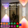 Veilleuse LED à Dégradé RVB avec Capteur de Mouvement, Applique Murale Rechargeable, Lumière d&rsquo;Ambiance à Intensité Réglable, Éclairage d&rsquo;Nik, Lampe de Marche Magnétique