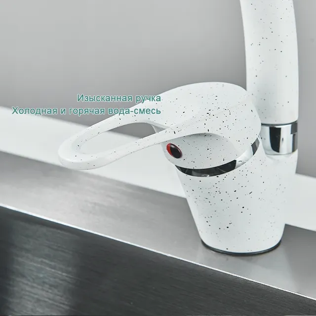 Robinet de cuisine de salle de bains blanc avec points – vue 4