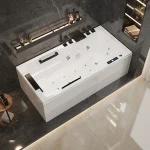 Baignoire multifonctionnelle en acrylique, capacité de charge élevée, jupe côté droit, meubles de luxe