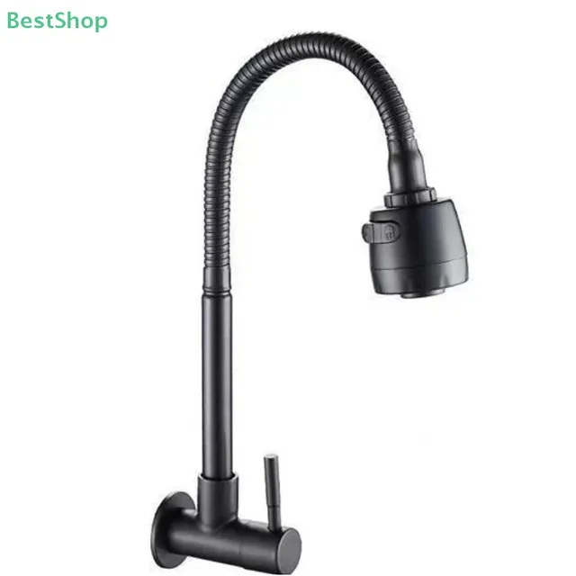 Robinet mural noir mat acier inoxydable col cygne… – vue 2