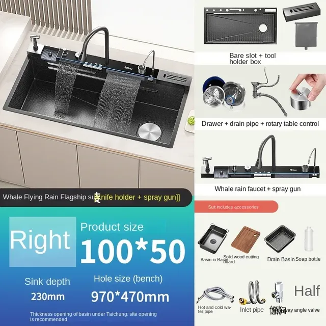 Évier cuisine encastré inox 304 brossé effet nidabeille… – vue 6