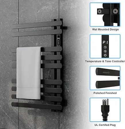 Radiateur sèche serviettes électrique mural noir mat… – vue 3