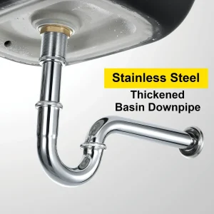 Lavabo P tuyau de vidange mural incurvé en acier inoxydable salle de bains tuyau de descente de lavabo épaissi P tuyau de descente de déodorant incurvé Lavabo P tuyau de vidange mural incurvé en acier inoxydable salle de bains tuyau de descente de lavabo épaissi P tuyau de descente de déodorant incurvé