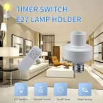 Support de lampe avec télécommande sans fil, support de lampe intelligent, douille d&rsquo;ampoule LED, Bases de lampe avec interrupteur de minuterie intelligent pour pendentif Downlight