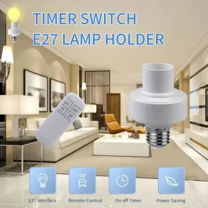 Support de lampe avec télécommande sans fil, support de lampe intelligent, douille d&rsquo;ampoule LED, Bases de lampe avec interrupteur de minuterie intelligent pour pendentif Downlight